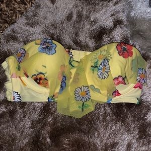 Betsy Johnson Floral Bandeau Bikini Top